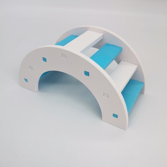 Hamster Rainbow Bridge Colorful Ladder Pet Activity Toys Climbing Playing Toy Ladder Mouse Chinchilla Mini Wooden Bridge: blue white