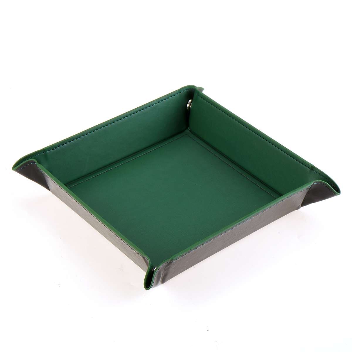 1 stücke PU Leder Falten Würfel Tablett polyedrisch Verein Würfel Kasten Platte Für RPG Bord Spiele Würfel Lagerung Kasten fallen ohrring Ring Halfter: Viereck Grün