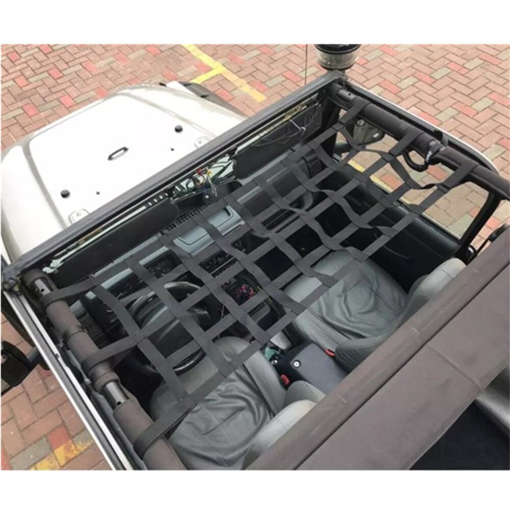 Car Multifunction Retrofit Mesh Cargo Net Car Roof Storage Net Tail Box Net Accessories for Jeep Wrangler TJ JK 07-18