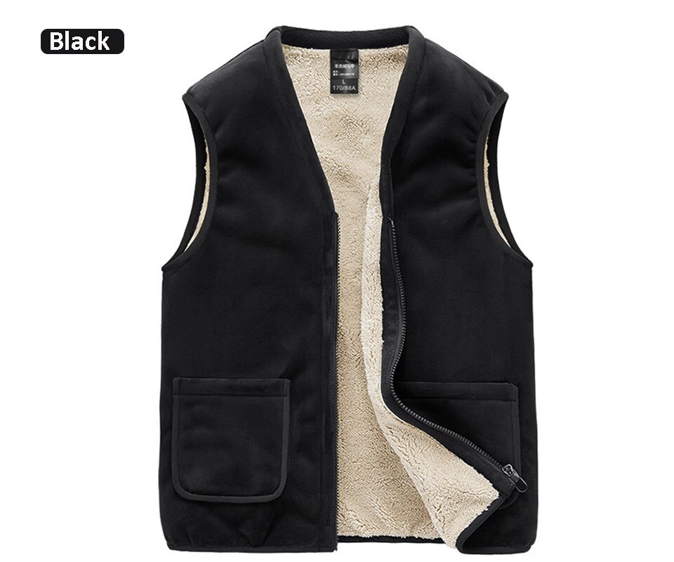 Jesienno-zimowa Casual bezrękawnik męski ciepły polarowy kamizelka męska 5XL czarny gruby bez rękawów kamizelka męska kamizelka Chaleco: Black / L