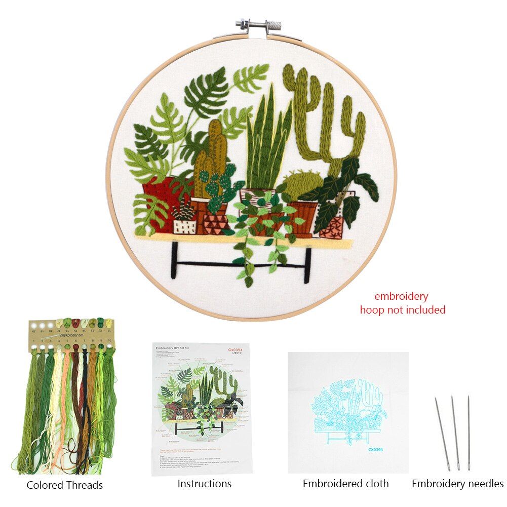 Europe DIY Ribbon Flowers Embroidery Set with Frame for Beginner Needlework Kits Cross Stitch Series Arts Crafts Sewing Decor: M