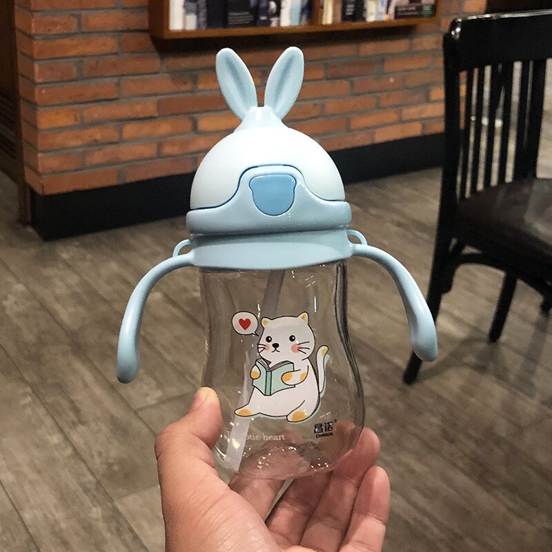 Barns dricksmugg babymatningskoppar med sugrör läckagesäkra bärbara babymuggar som studsar ut bär barnkopp 200-450ml: 280ml- e