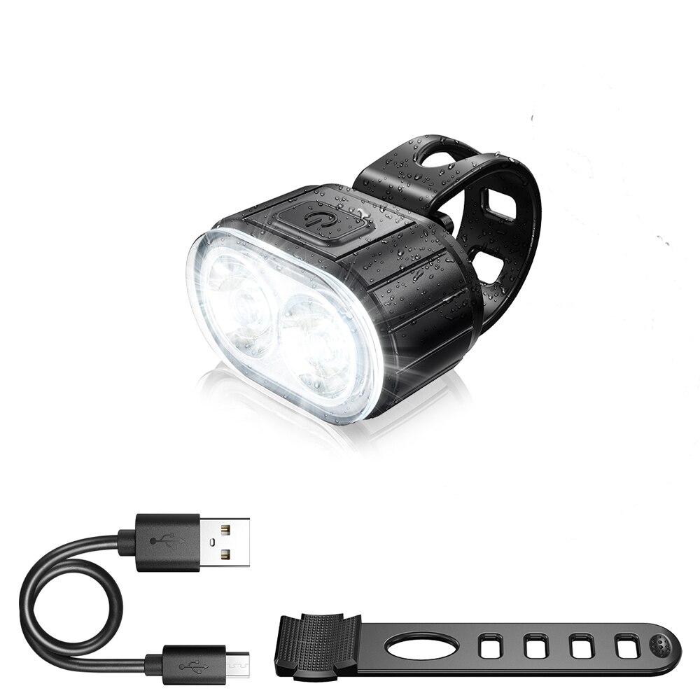 Bicycle Light Front and Rear Light Set Bike Headlight 4 Modes Bicycle Taillight 6 Modes LED Bike Lamp Rechargeable Lamp: white