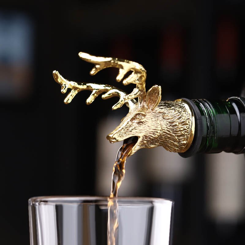 Zinc Alloy Deer Stag Head Wine Pourer Unique Wine Bottle Stoppers Wine Aerators Bar Tools Get Together