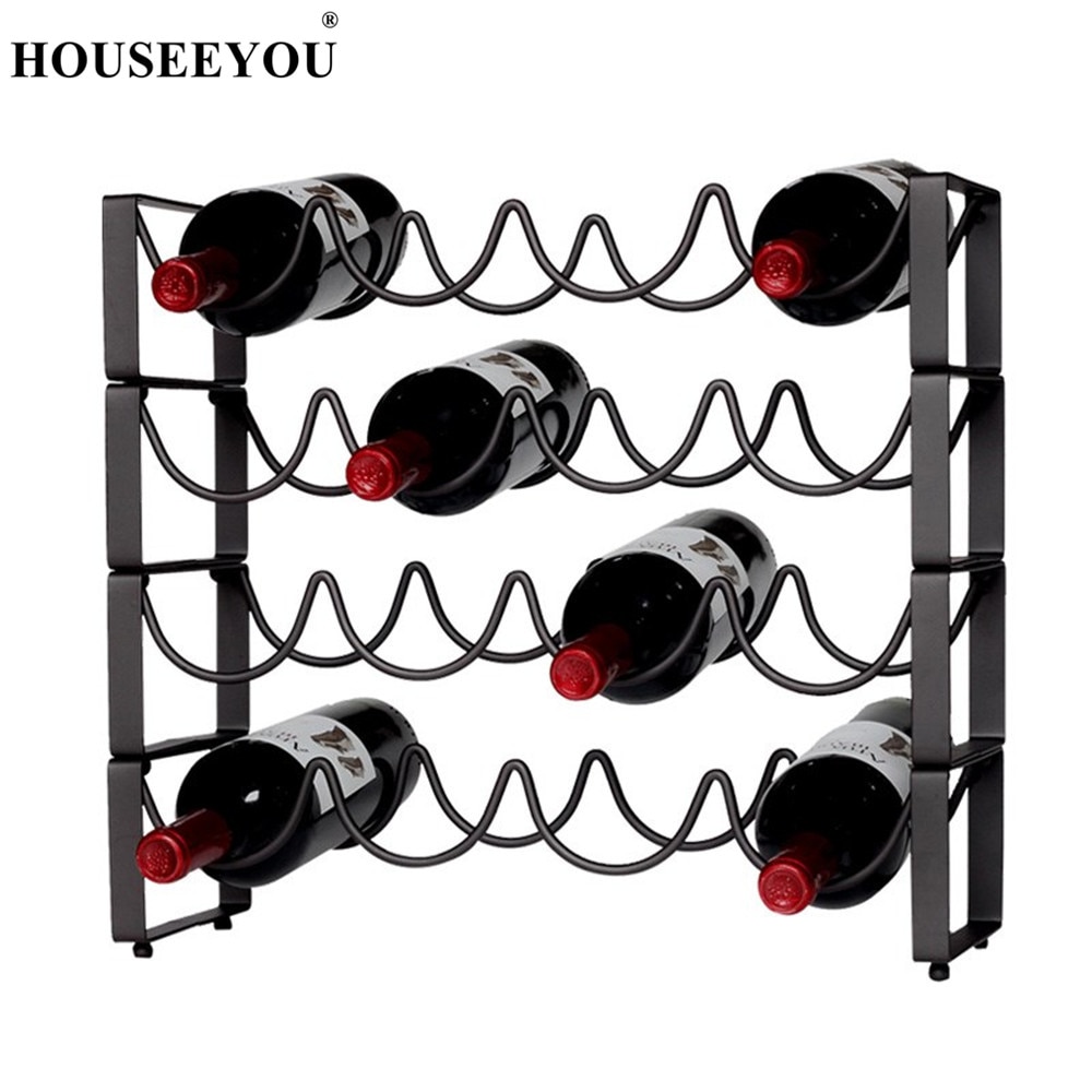 Smedejern rødvin rack bar dekoration vinflaske holder hylde stabling multi flaske europæisk vin kabinet displaystand