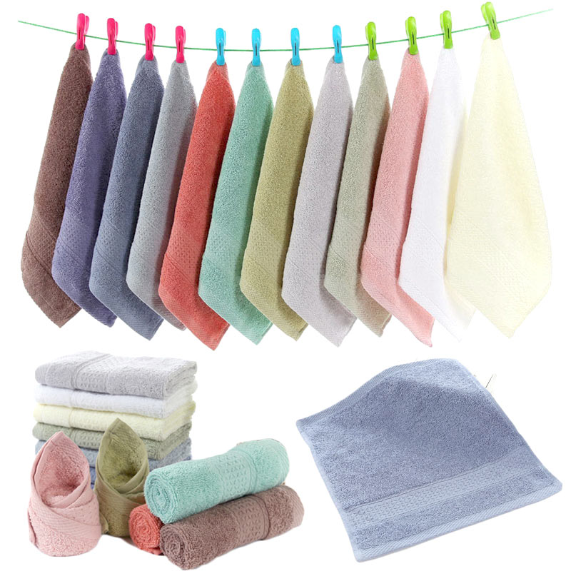 Small Cotton hand towels Square Face Towel Bathroom Soft kids Child Washcloth 34*34cm 17colors