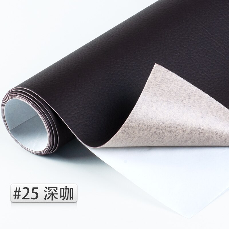 50*138cm Reliëf Lijm Lederen litchi PU Leer Stof Terug Lijm Kunstmatige Synthetisch Leer Stoffen DIY Bag Bank materiaal Effen gekleurd kunstleer kunstleer stof naaien DIY tas schoenen materiaal: 25 Deep Coffee