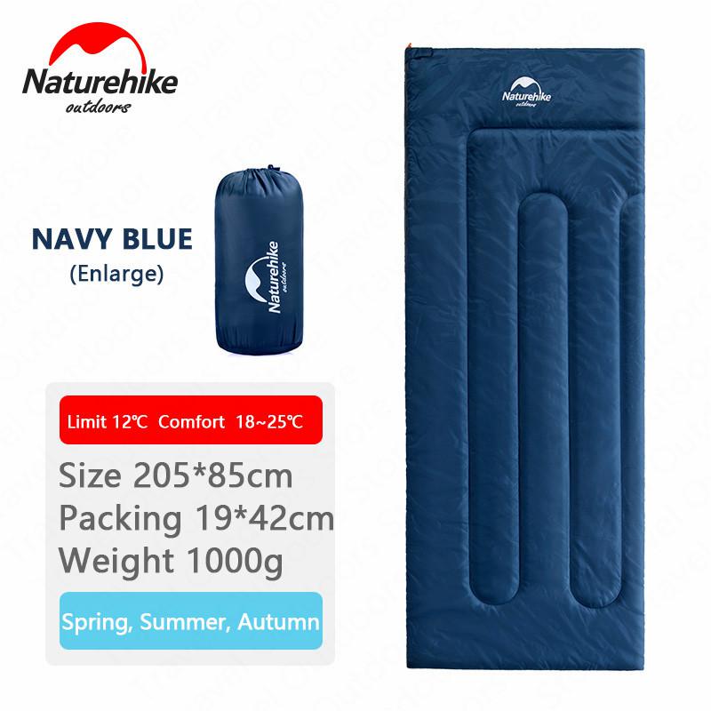 Naturehike Sleeping Bag Envelope Type 3 Seasons Single Person Waterproof Warm Cotton Sleeping Bag Outdoor Camping Travel: Enlarge-Navy Blue