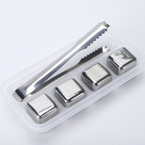 Kreatywność chłodnica naturalne kamienie Whisky zestawy wielokrotnego użytku ze stali nierdzewnej kostki lodu szczypce robić lodu kostki chłodzące wina prezenty narzędzie: C-4szt