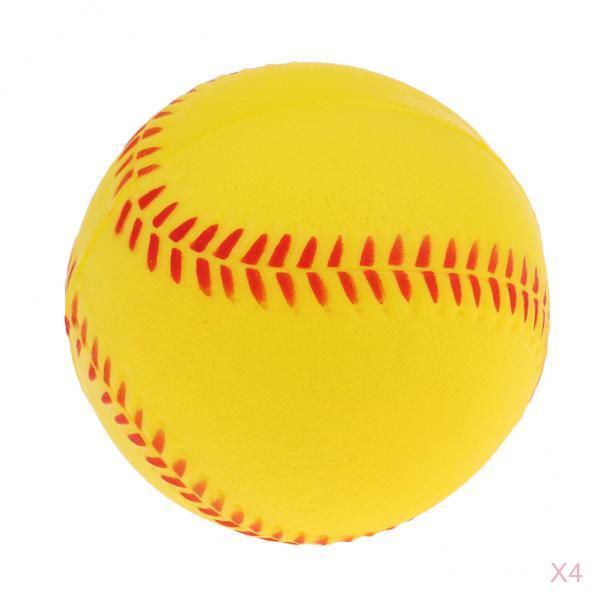 4x Exercise Safety Batting Practice Baseball Softball Bouncy Ball Yellow