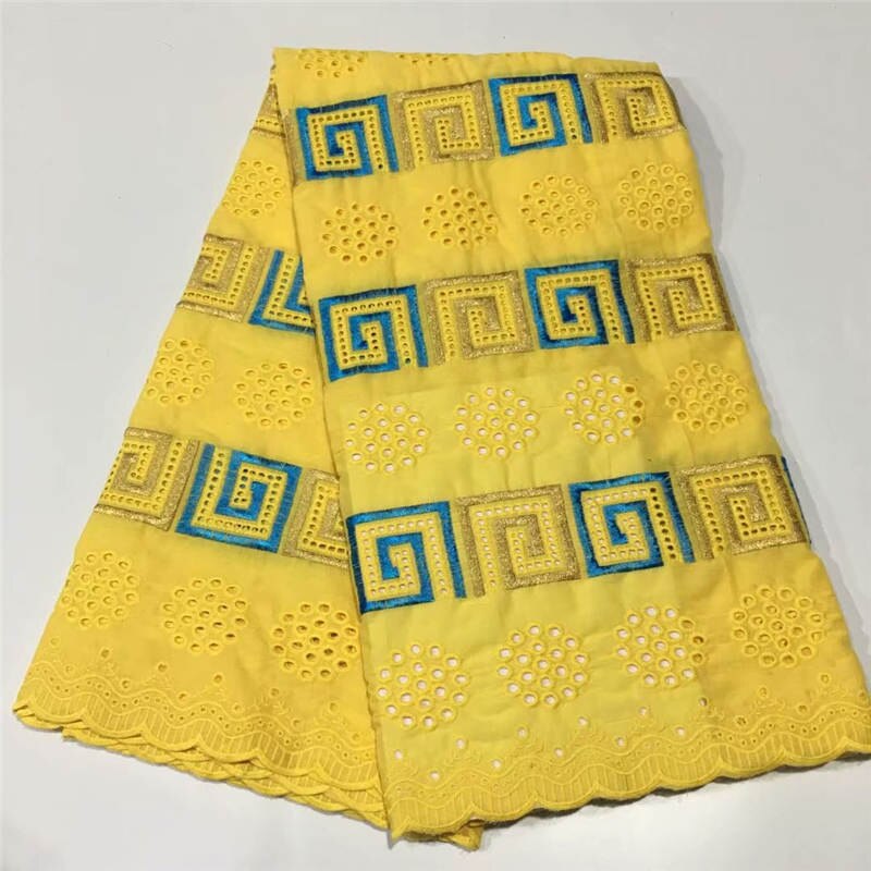 5 yard Swiss lace fabric latest heavy beaded embroidery African cotton fabrics Swiss voile lace popular Dubai styleLC2209: Yellow
