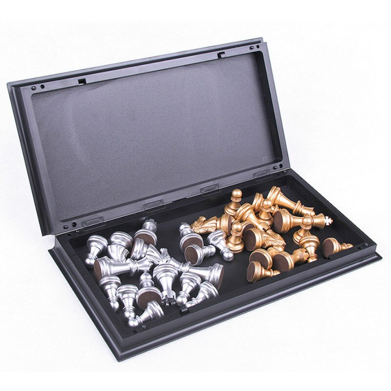 3 SIze Folding Magnetic Travel Chess Set for Kids or Adults Chess Board Game (Gold&Silver Chess Pieces) Travel Games