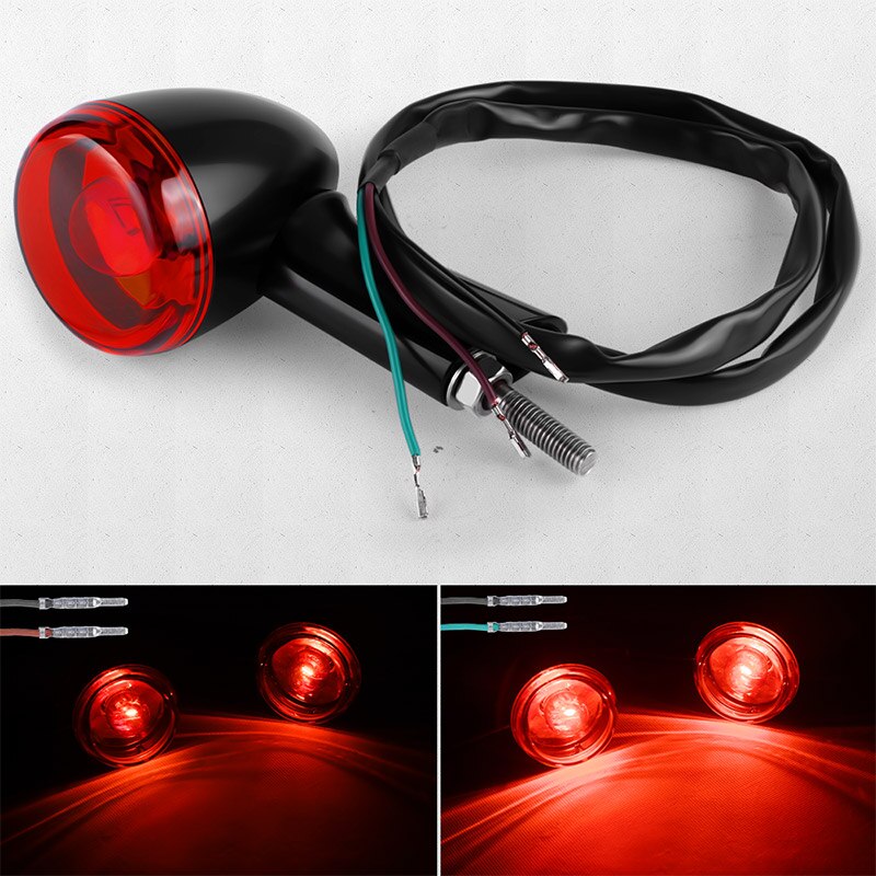 12V Motorcycle Rear Turn Signals Aluminum Blinker Amber Red LED Brake Lights Indicators Lamp For Sportster XL883 XL1200 1992-up