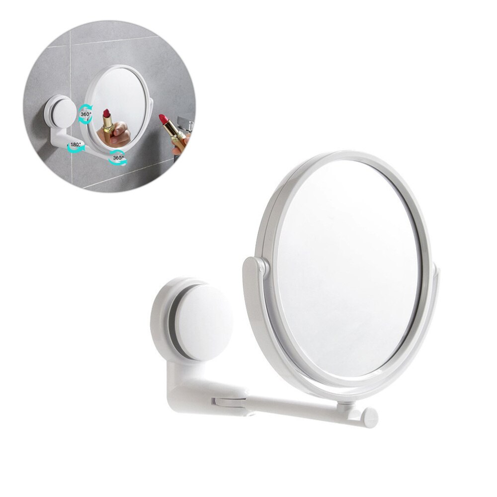 Wall Mounted Round Vanity Mirror Rotating Folding Cosmetic Mirror Household Make-up Mirror Perforating Toilet Glass Single Si: Picture 2