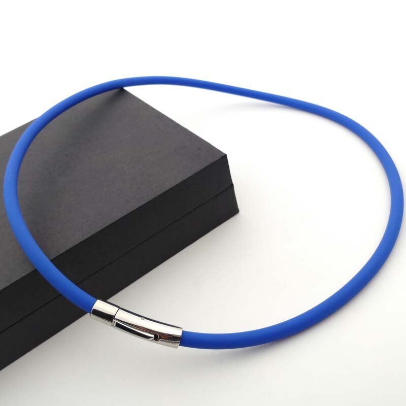 stainless steel magnetic buckle multi-color silicon rubber energy necklace for magnetic therapy and the necklace