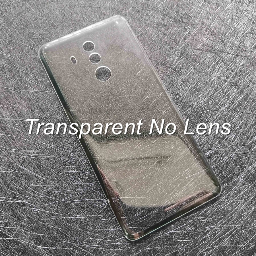 Bakglassdeksel til huawei kamerat 10 pro batterideksel bakdør glass kamerat 10 pro bakdeksel + reservedeler til fingeravtrykk: Gjennomsiktig ingen linse