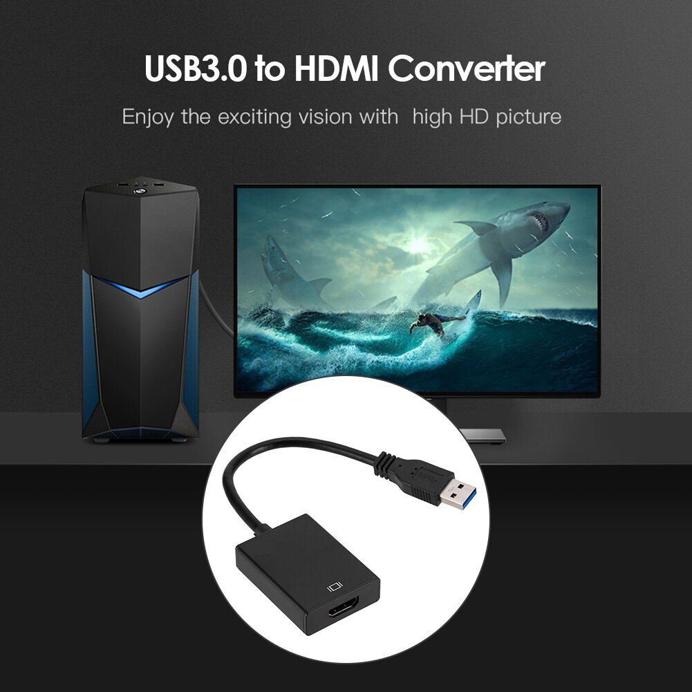External Video Card Multi Monitor Adapter USB 3.0 to 1080p HDMI Adapter Cable Male to Female External Graphics Video Card