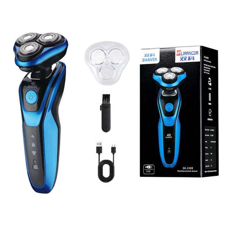 Electric Shaver Rotary Shaver Electric Razor Beard Trimmer Rechargeable Hair Cutting Shaving Machine Clipper for Men Waterproof: Gold