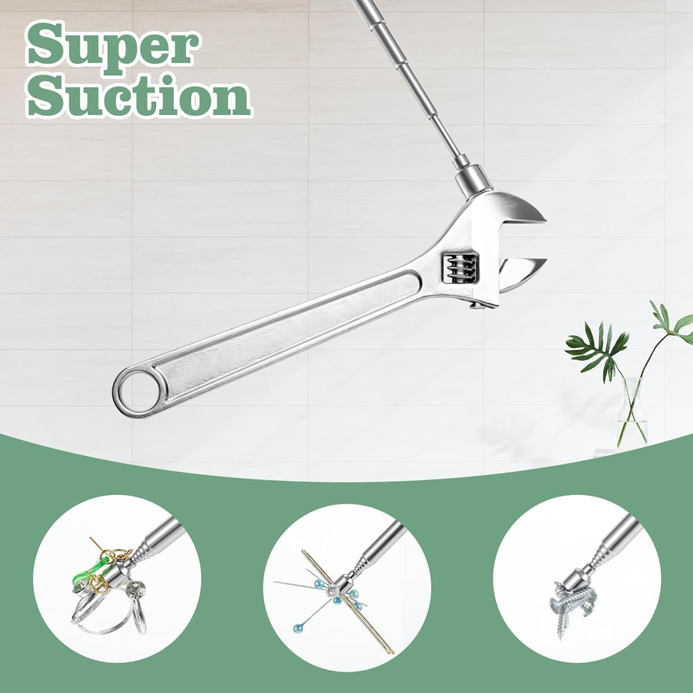 Draagbare magnetische pick-up Telescopisch draaibaar Zilver Magnetische pick-up staaf met intrekbare penclip Magneet Zuigstaaf Handgereedschap
