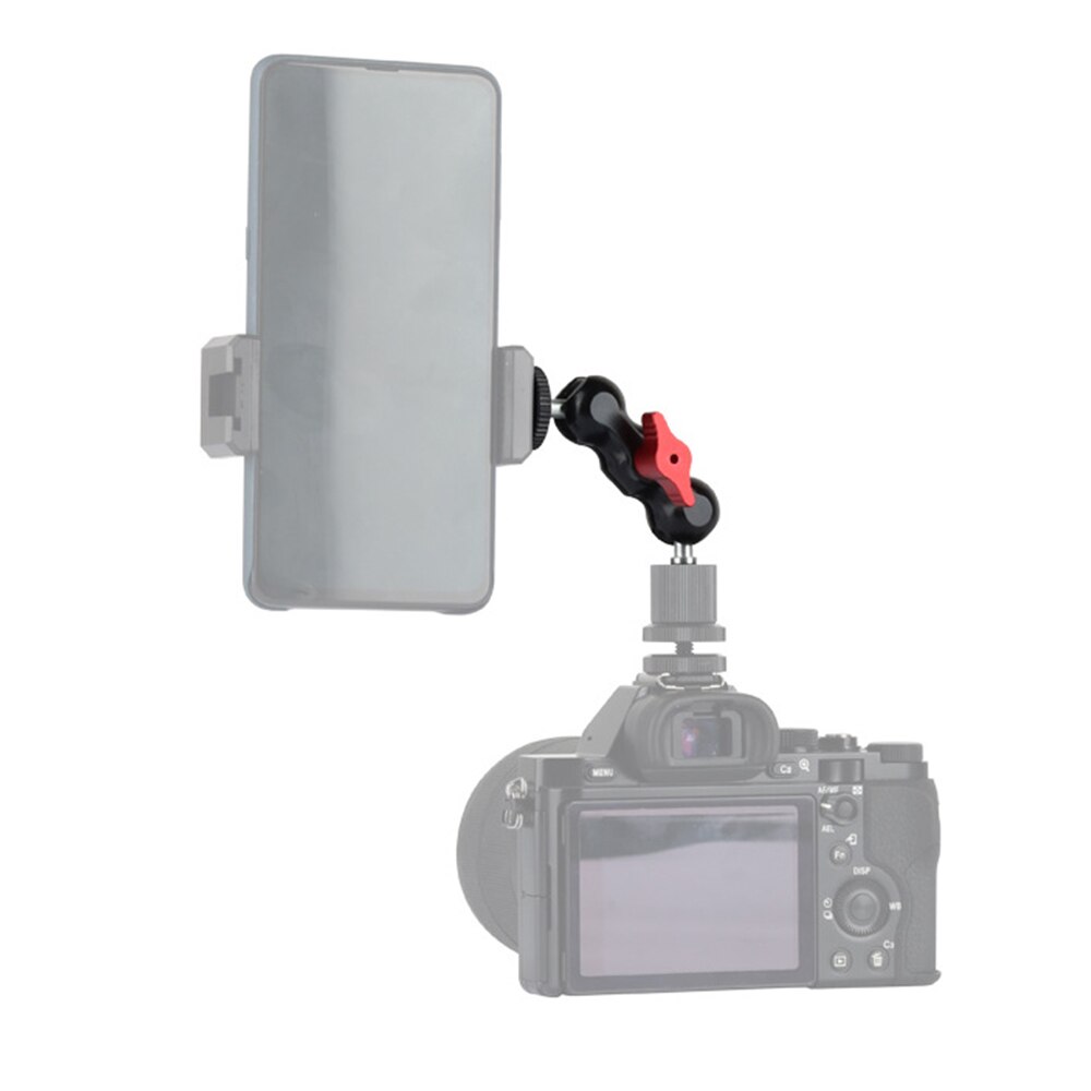 Multifunctional Ball Head Mount Mini Dual Ball Head Clamp with 1/4 Screw for DSLR Camera Monitor LED Light Flash Light Bracket