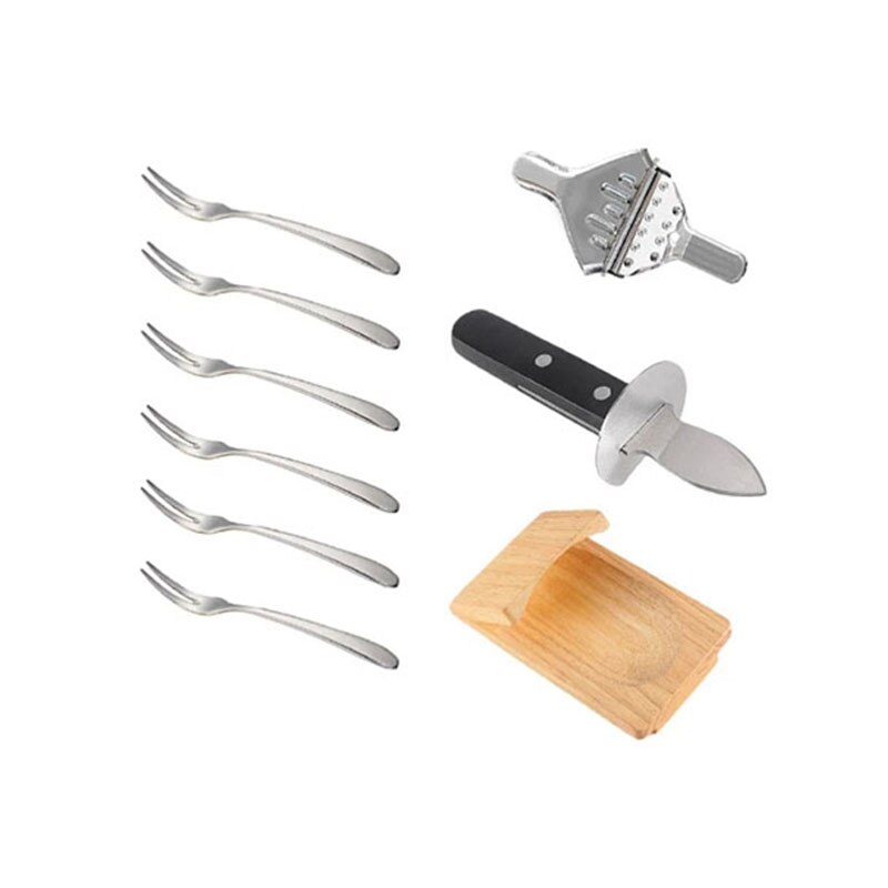 1 Set/9Pcs Oyster Cutter Seafood Shell Shucking Opener Oyster Shucker with Forks: Default Title