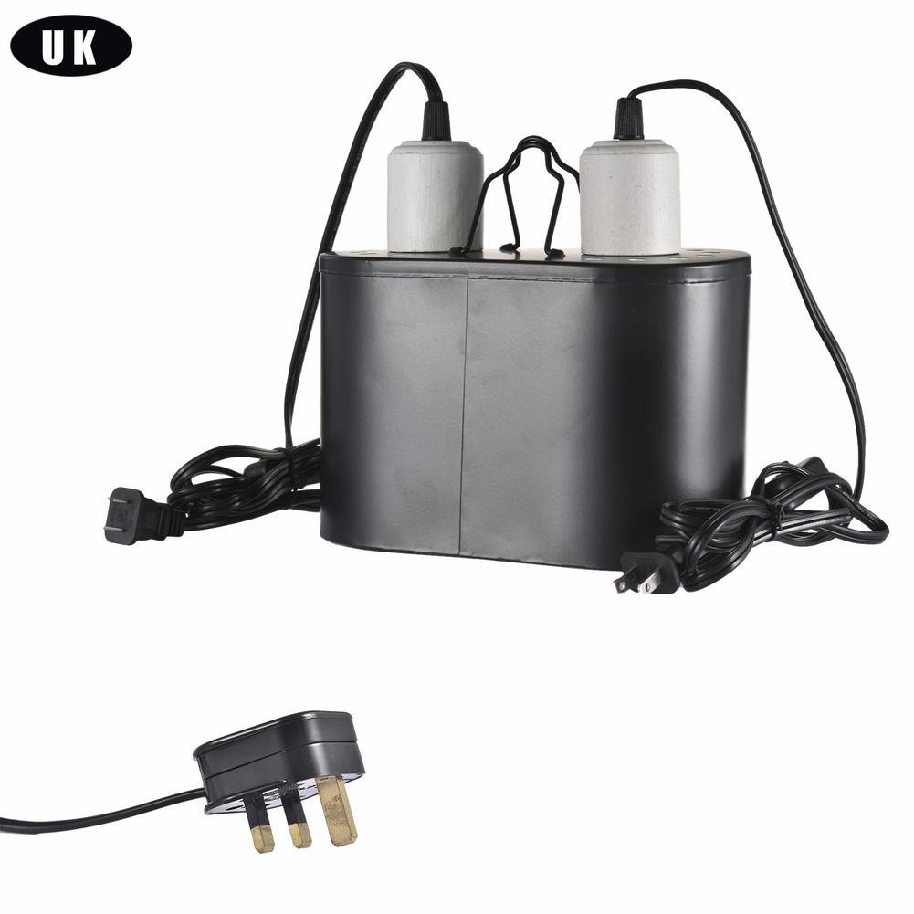 Reptil värme lampa stativ kit dubbla lampkonsol tropisk kupol uvb med 2 oberoende brytare stöd för 2 glödlampor: Storbritannien