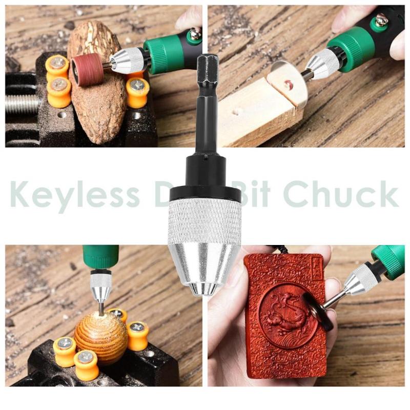 Quick Change Keyless Drill Bit Chuck 0.3-6.5mm Hex Shank Adapter Converter Tool Drill Chuck