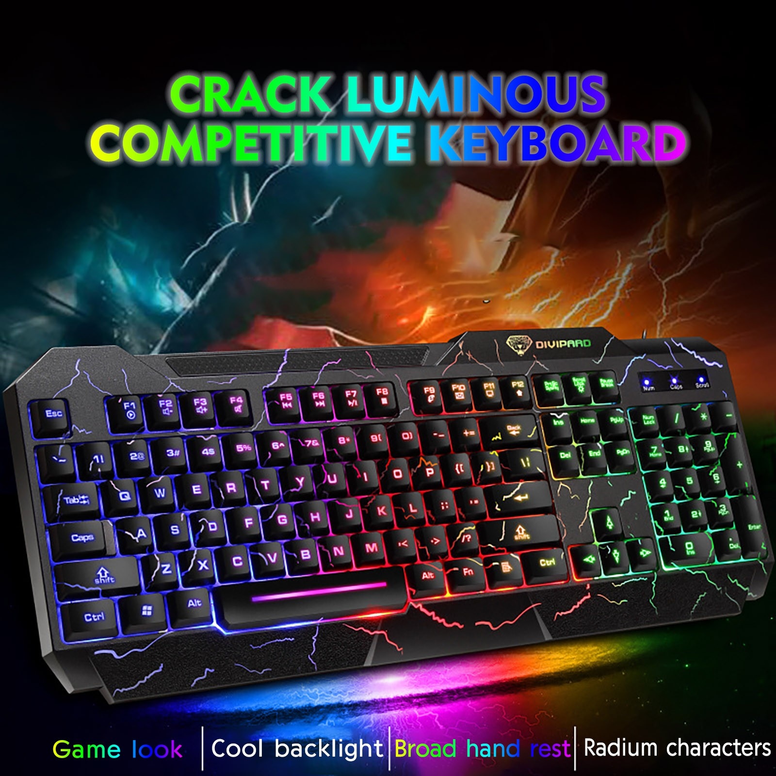 104-Key Bedrade Mechanische Gaming Toetsenbord GK-60 Met Kleur Crack Ademhaling Verlicht Toetsenbord Stijl Geschikt