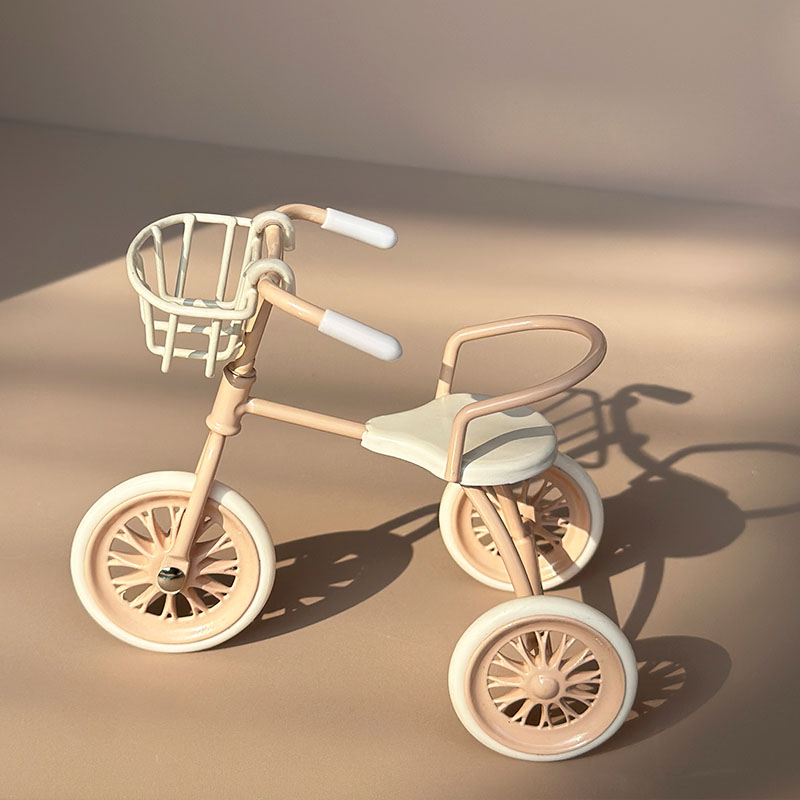 Miniature Iron Tricycle — Realistic Outdoor Bicycle, BJD/OB11 Accessory, Christmas, Thanksgiving, Graduation , Home Decor: Pink