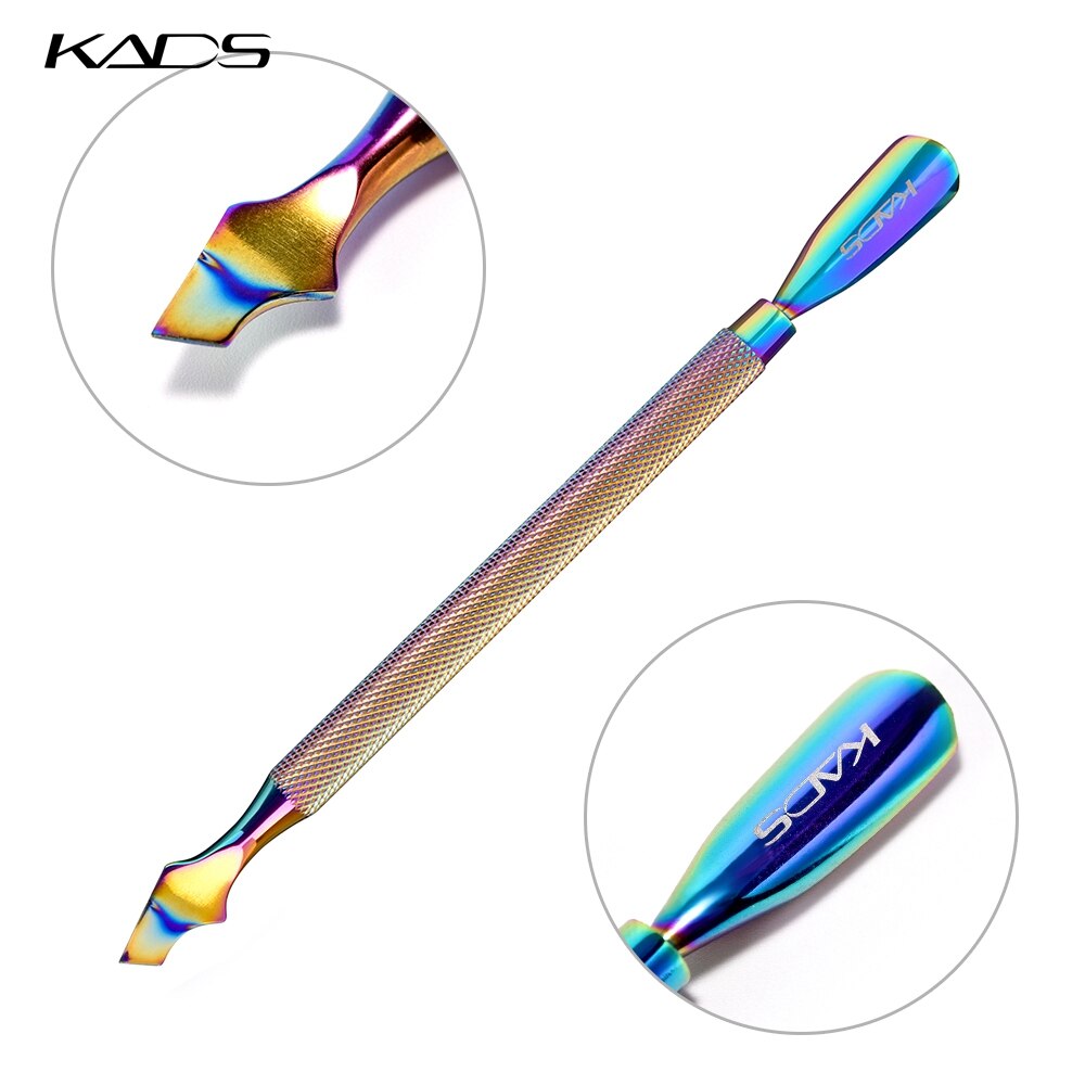 KADS 1pieza Empujador Levantador de Cutículas Cutícula Removedor de gancho delgado de Acero Inoxidable de color mágico como muestra la imagen 8 estilo Arco Iris tungsteno acero uñas herramientas cutícula Pusher
