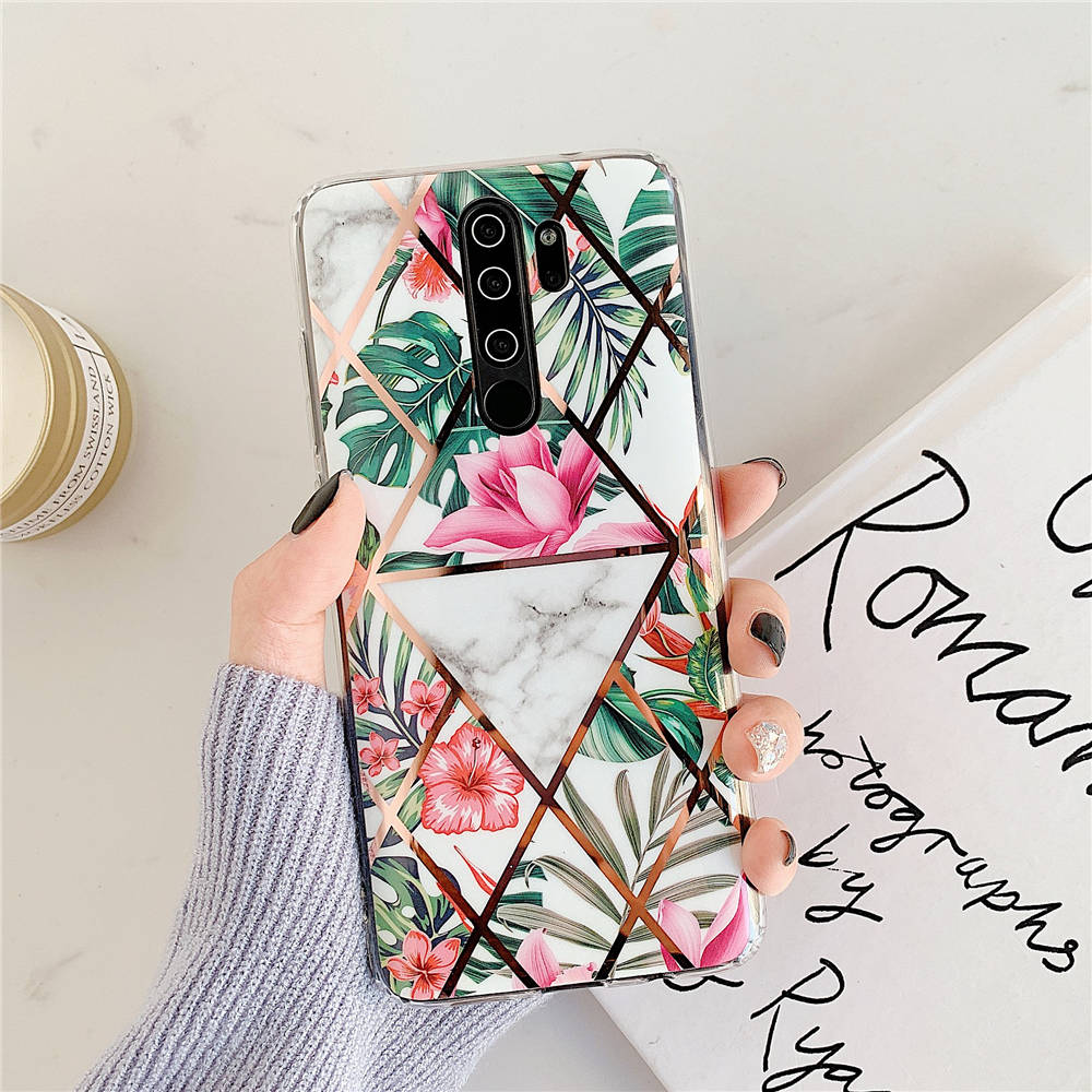 Plating Bloem Telefoon Gevallen Voor Xiaomi Redmi Note 8 Pro Case Voor Xiaomi Redmi Note 7 8 6 5 Pro case Cover Silicone Soft TPU Back