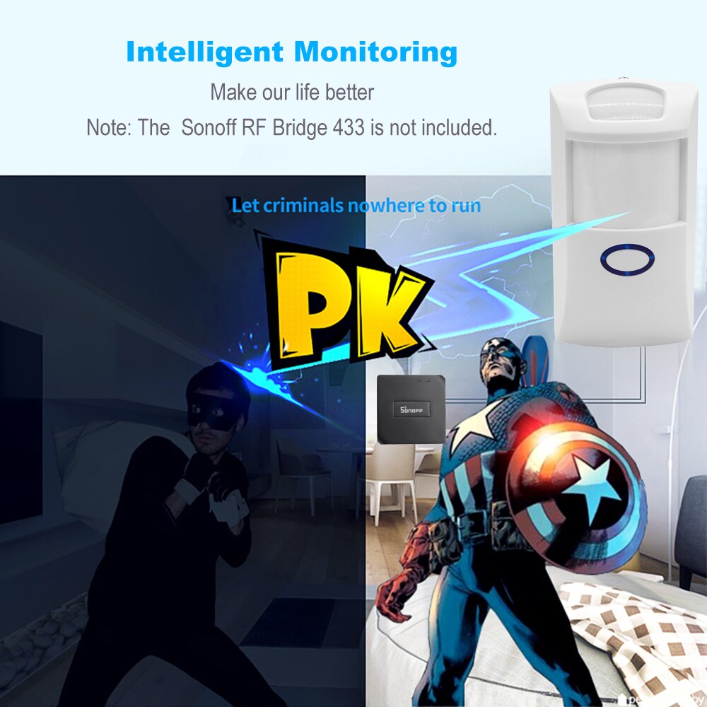 SONOFF PIR2 Wireless Dual Infrared Detector 433Mhz RF PIR Motion Sensor Smart Home Automation Security Alarm System