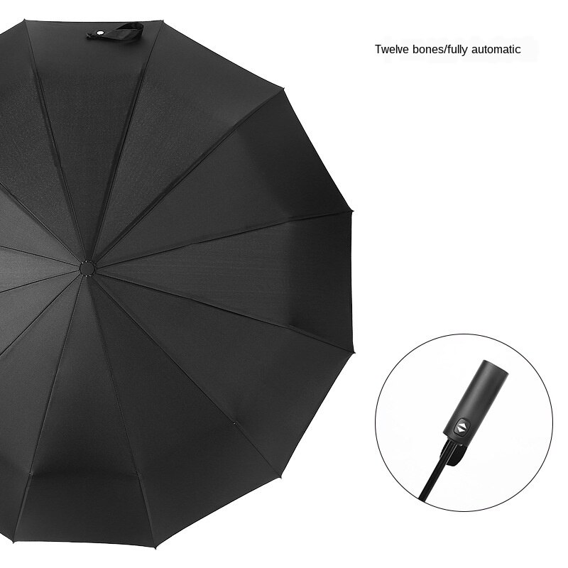 Folding Fully-automatic Umbrella 12 Bone Weatherproof Umbrella Men's Business Automatic Rainy Advertising Umbrellas arc 123cm
