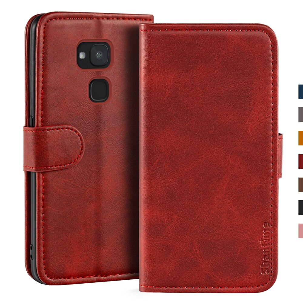 Funda magnética de cuero para BQ Aquaris V, funda de teléfono BQ Aquaris V, con soporte: For BQ Aquaris V / Red