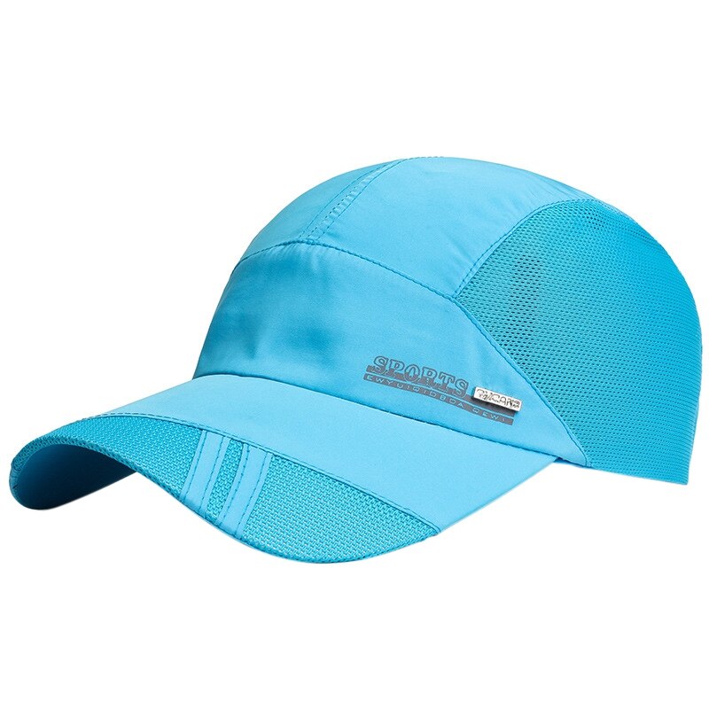 draussen-lauf-, Baseball- und tenniskappe für herren, Gittergewebe-mütze, schnelltrocknend, snapback-verschluss, lauf- und sportmütze: Himmelblau
