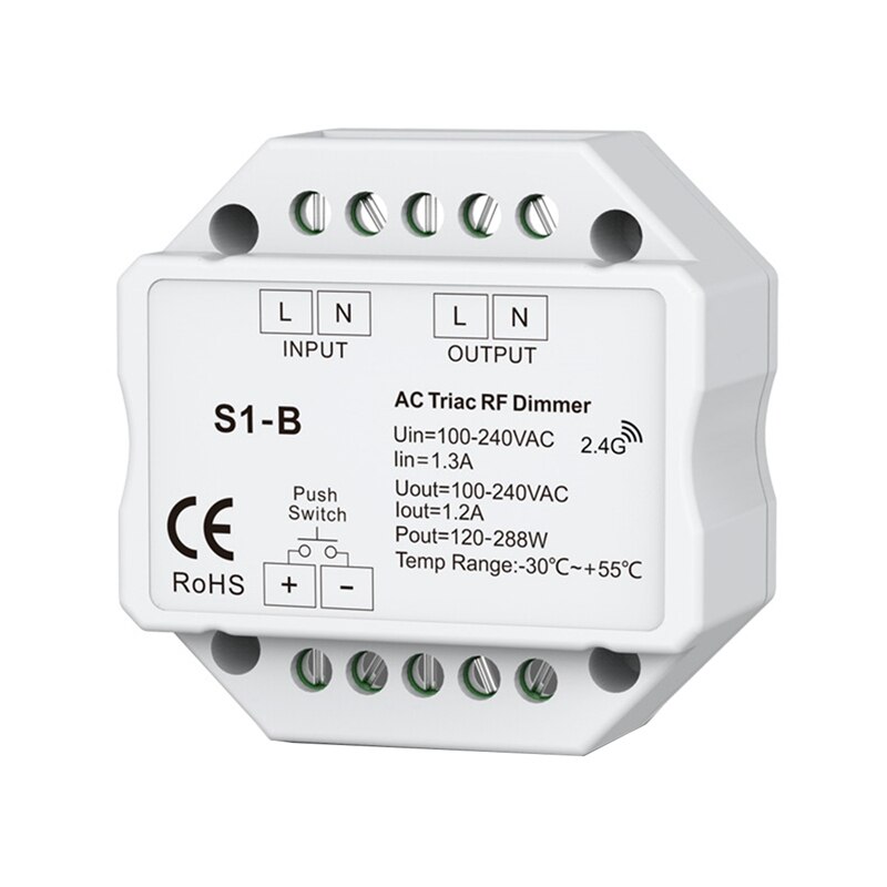Ac 110v - 220v s1- b ledet triac rf mørkere bruk 2.4 ghz trådløs 120w-288w trykk mørkere ledet bryterkontroller