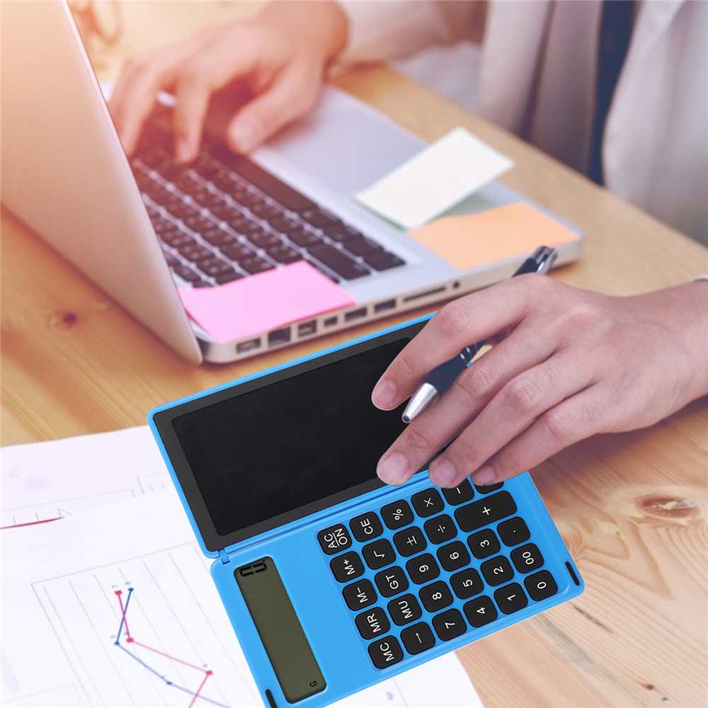 12 Digits Display Calculator 6 Inch LCD Writing Tablet Foldable Repeated Writing Digital Drawing Pad With Stylus Kids Learning