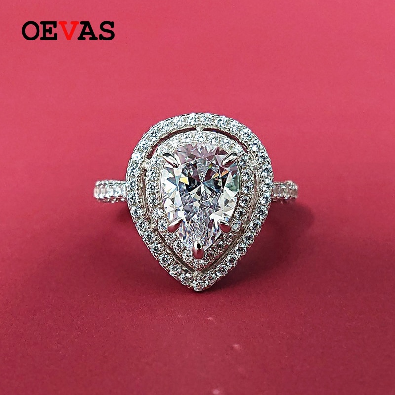 Oevas 100% 925 sterling silver vigselringar för kvinnor gnistrande full zirkon vatten förlovningsfest smycken jubileum