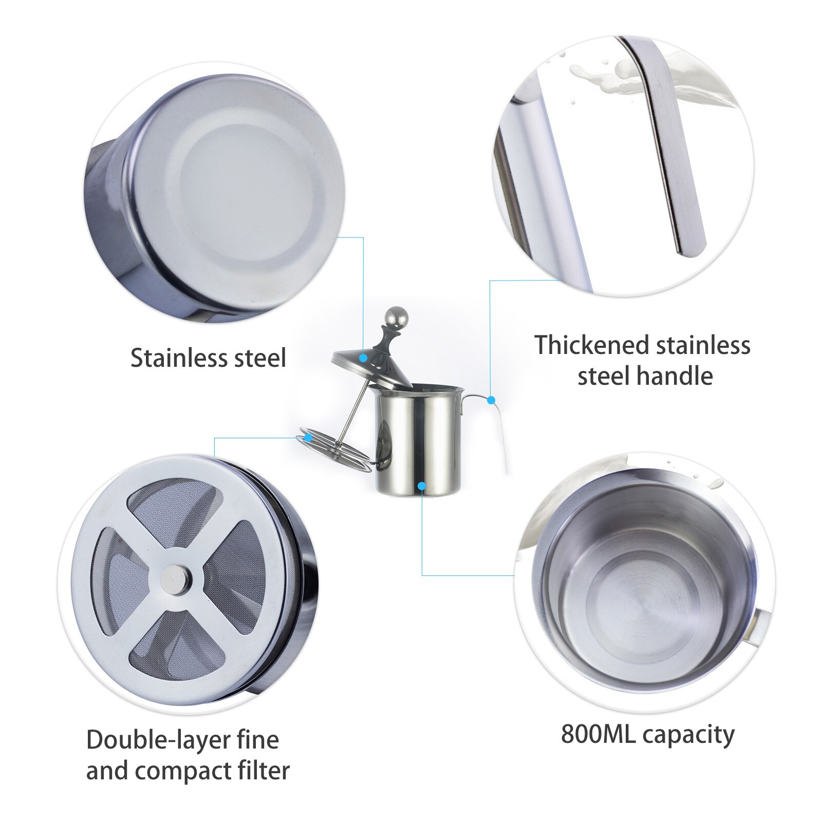 Melkopschuimkan roestvrij staal melkkan espresso kopje latte melk koffiemelk melkopschuimkan 800ml
