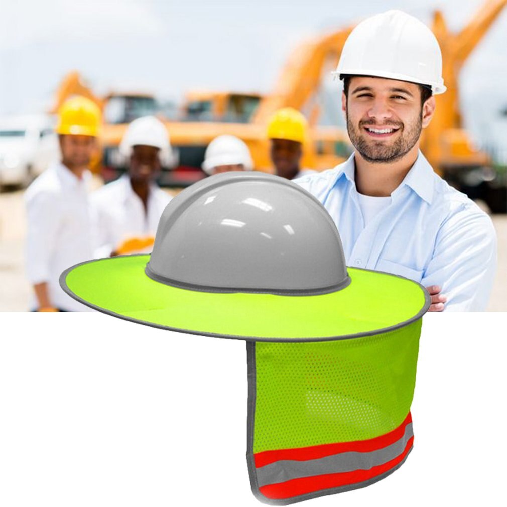 ESCAM-sombrilla para construcción al aire libre, sombrero duro de seguridad, parasol para cuello, escudo reflectante, rayas protectoras, cascos