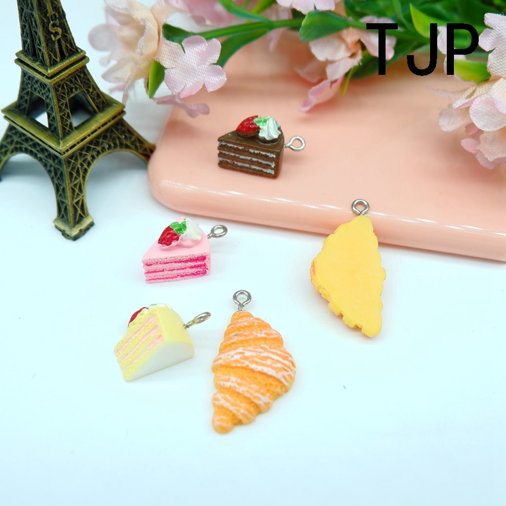 Kawaii Erdbeere Kuchen Croissants Reize Anhänger für DIY dekoration armbänder halskette ohrring schlüssel kette Schmuck Machen