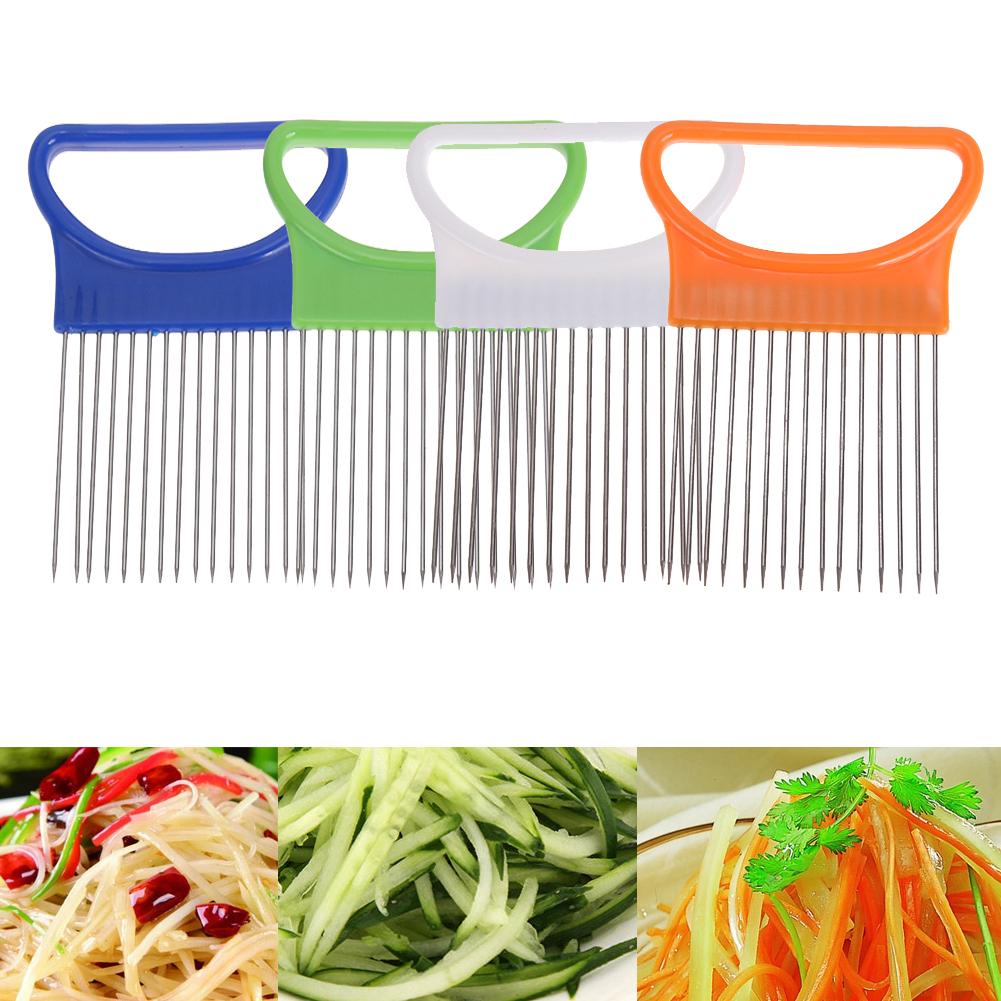 1Pc 4 Kleuren Ui Houder Hand Held Slicer Cutter Aardappel Wedge Slice Tool Huishouden Keuken Groenten Slice Gereedschap