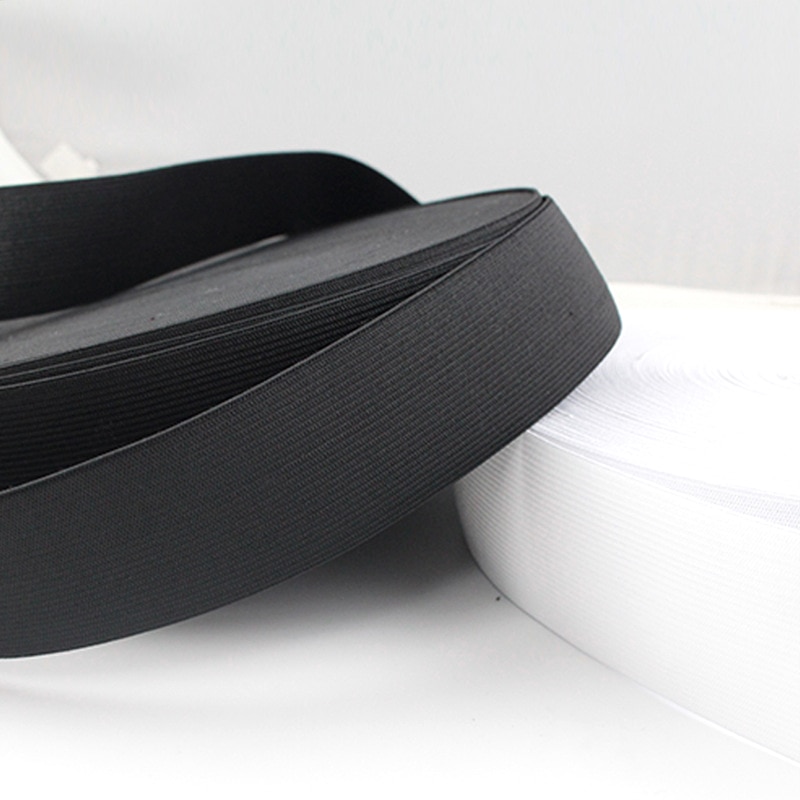 1Meter 15/20/25/30/35/38/50/60 Mm Wit/zwarte Platte Elastische Band Riem Trim Naaien/Lint Diy Singels Kledingstuk Naaien Accessoires