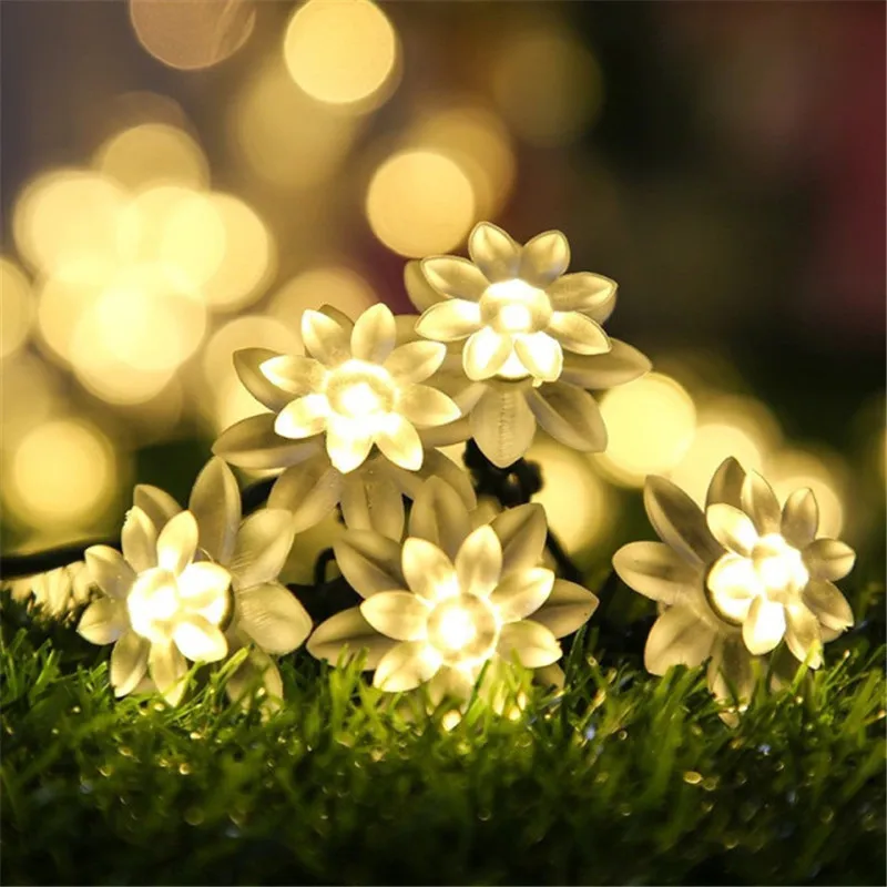 Led-solcellelampe solcelledrevet hagelys jul utendørs dekorasjonslys hage sommerfuglrose dekorativt lys utendørs kranslys: Gylden gul / 6-10w