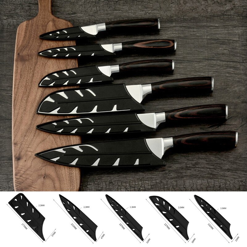 1PC Kitchen Knife Sheath BPA-Free Knife Cover  Edge Guards 5-8 Inch Non-BPA Stainless Steel Blade Black Guards Case