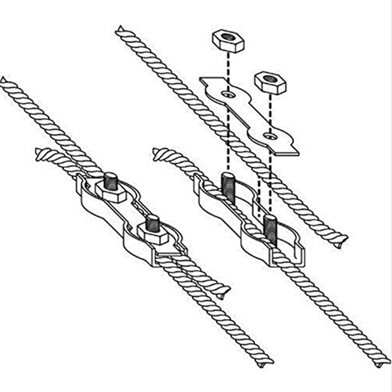 Poly Rope Connector M5 Duplex Wires Splicer Stainless Steel Wire Rope Clip Cable Clamp for Diameter Electric Fences