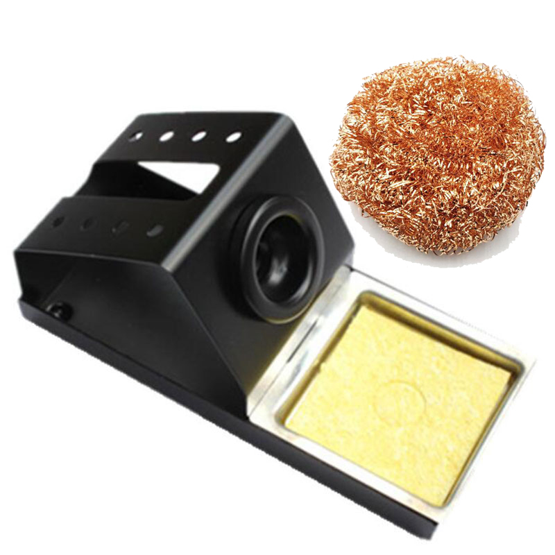 Universal 936 Soldering Iron Station Stand Stable Welding Solder Iron Tips Holder with Brass Wire Ball Tip Cleaner