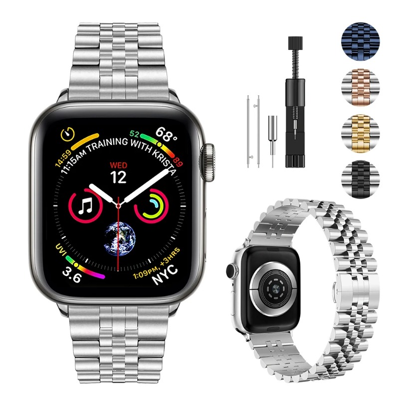Correa de Metal de acero inoxidable para Apple Watch Ultra 2 49mm 9 8 7 6 5 4 SE 45mm 41mm 44mm 40mm pulsera iWatch 10 46/42mm
