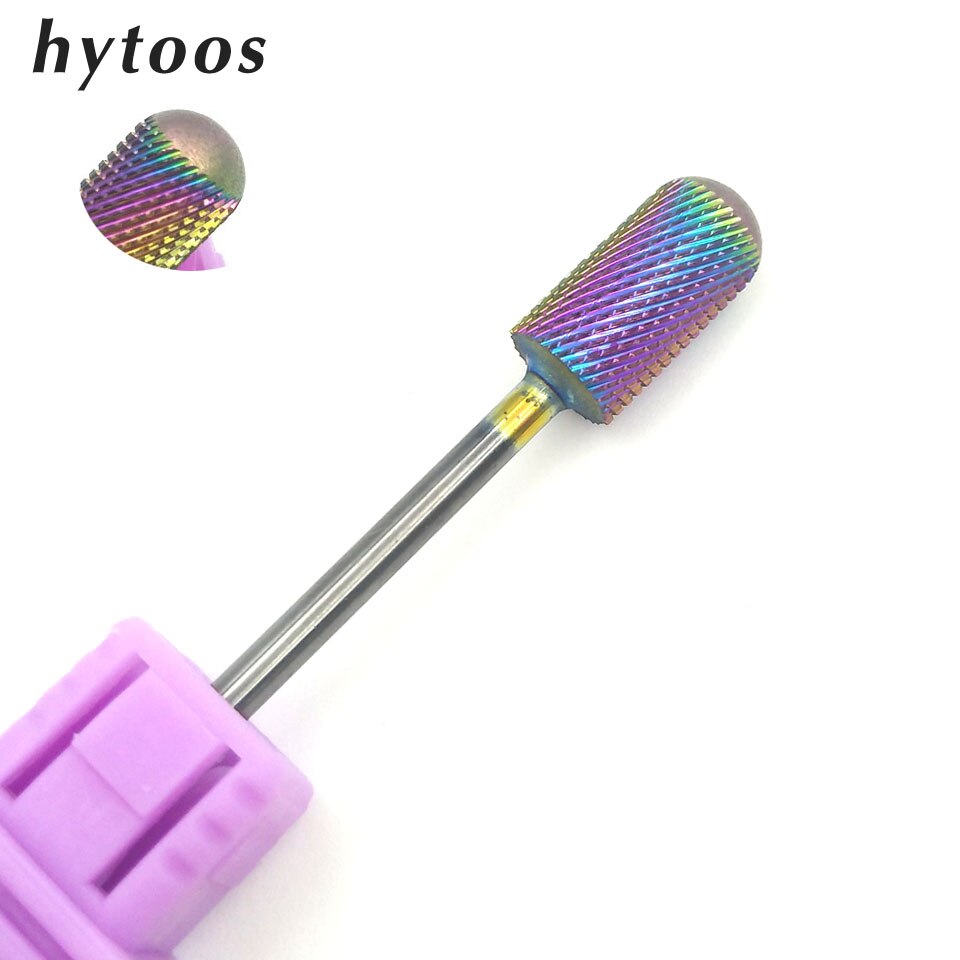 HYTOOS-brocas de carburo de tungsteno con recubrimiento de arco iris, 5 tipos, para manicura, accesorios, fresa: SJ-01RS-MQ