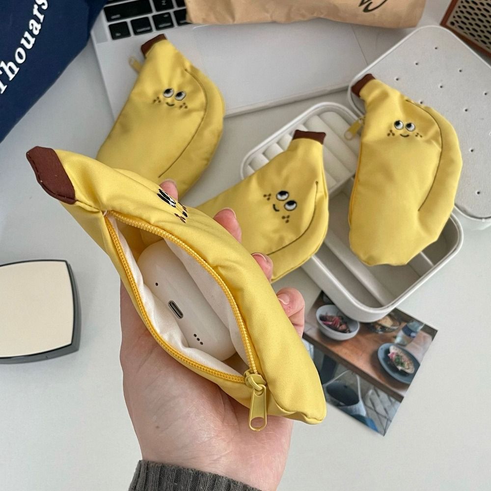 Coin Pouch Canvas Coin Purse Mini Storage Bag Korean Style Banana Wallet Small Wallet Coin Bag Earphone Storage Bag
